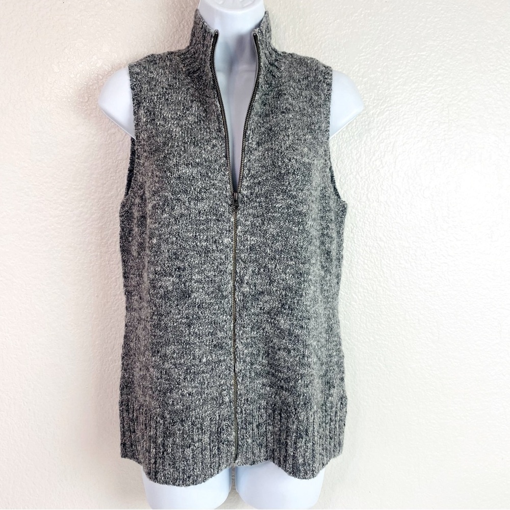 J.Jill Grey Marled Wool Alpaca Blend Zip Up Vest Size S